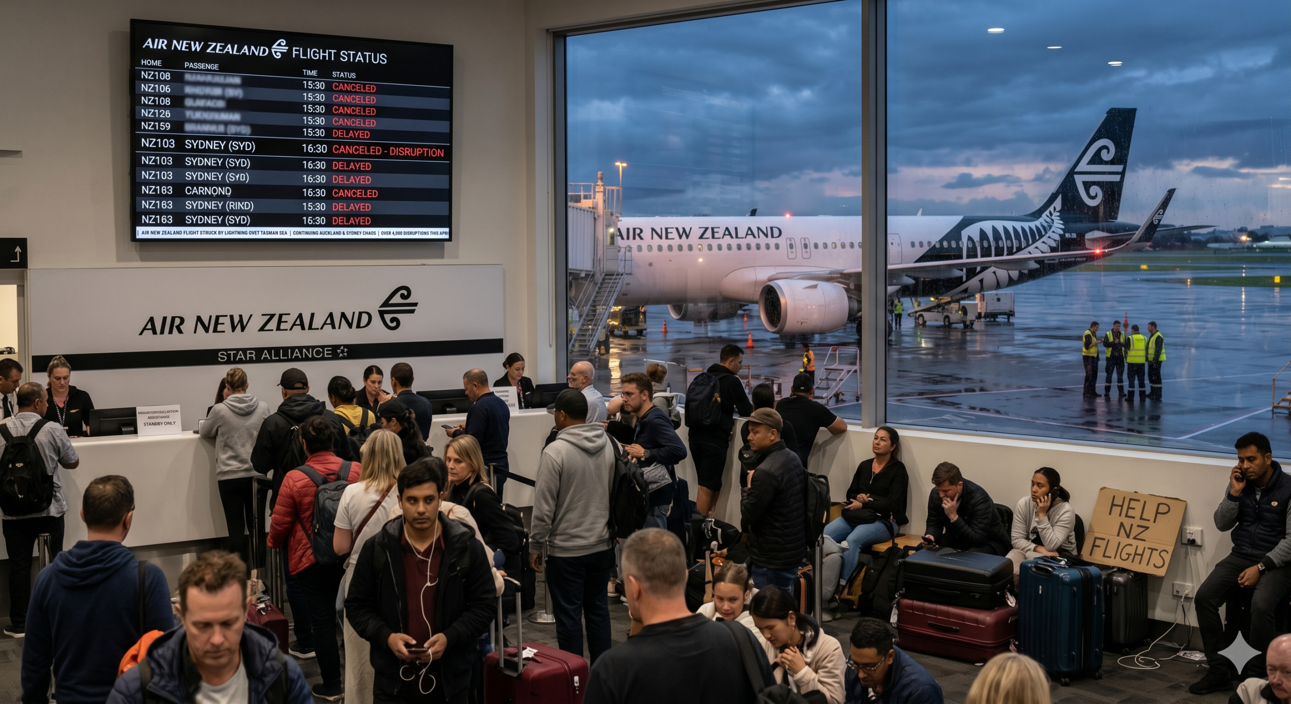 Air NZ Flight Struck by Lightning: 400+ Disruptions Hit Australia-NZ Network