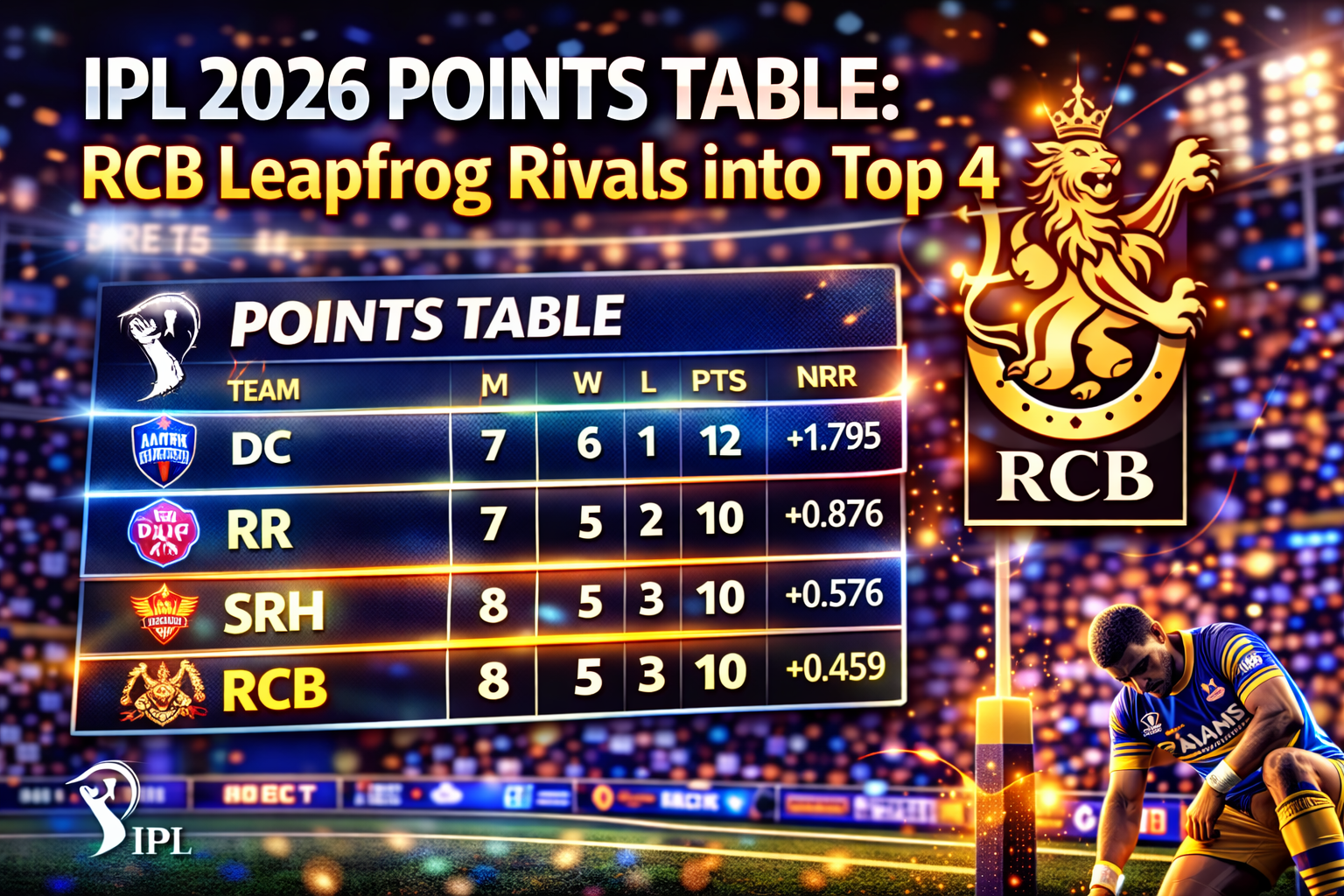IPL 2026 points table, IPL standings today