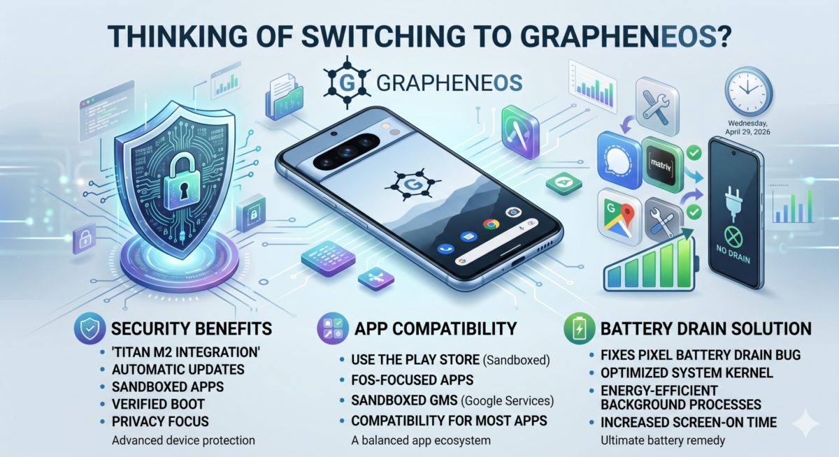 Thinking of switching to GrapheneOS? We break down the security benefits, app compatibility, and why it's the ultimate solution for the Pixel battery drain bug.