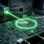 "A dramatic, tech-focused close-up of a smartphone circuit board, a glowing laser highlighting a silicon RAM chip, dark industrial background with faint translucent schematics, professional hardware journalism style, 8k resolution."